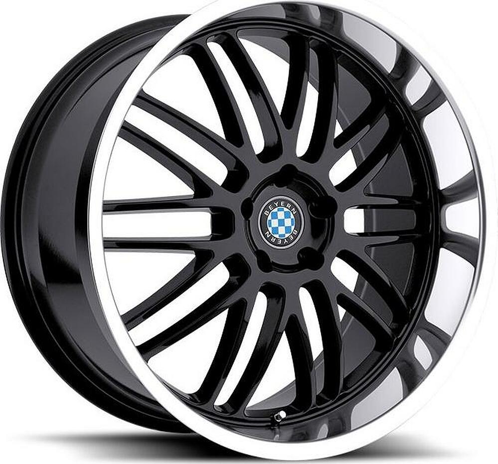 Beyern Mesh 8.5x18 5x120 ET 40 Dia 72 Gloss Black Mirror Cut Lip