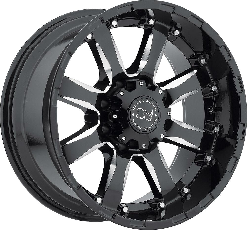 Black Rhino Sierra 9x18 8x165 ET -12 Dia 120 Gloss Black With Milled Spokes
