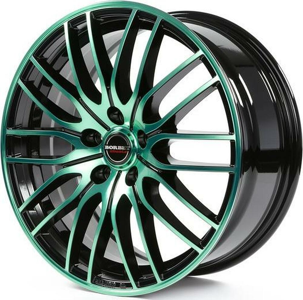Borbet CW4/5 8x17 5x112 ET 48 Dia 72.5 Black Green Glossy