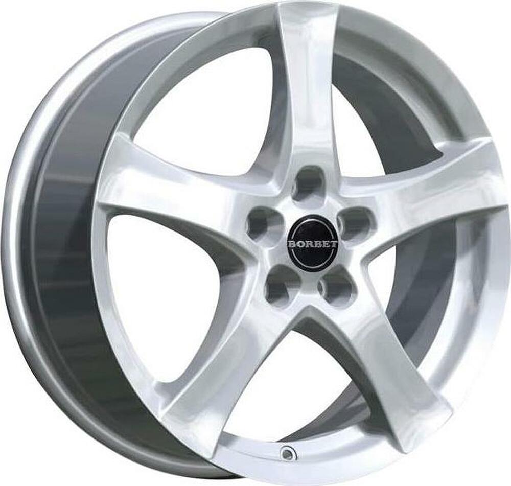Borbet F 7x17 5x114.3 ET 50 Dia 72.5 Brilliantsilber-Lackiert
