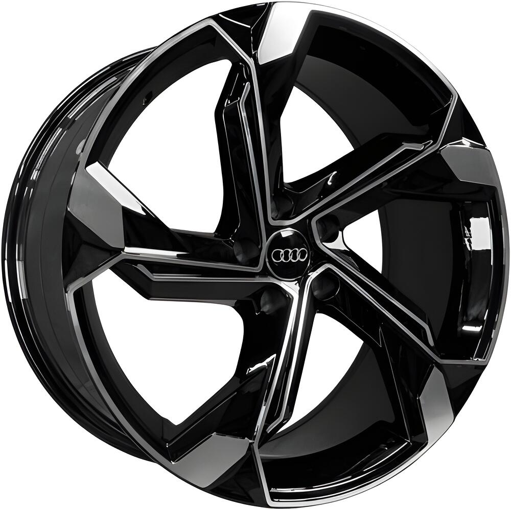 Hengder 5108 9x20 5x112 ET 37 Dia 66.45 Clear powder gloss black machined face