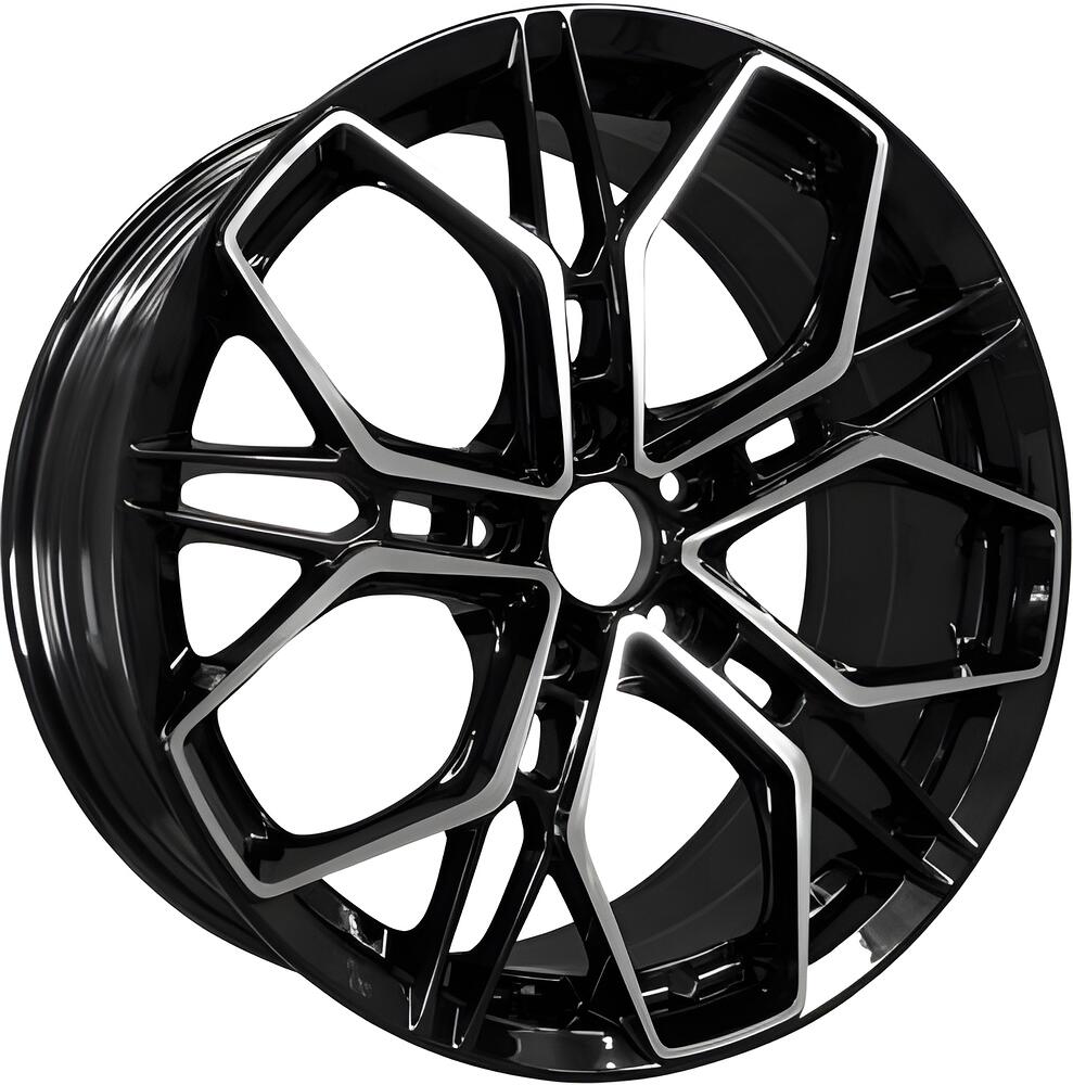 Inch ZJH 8x18 5x112 ET 30 Dia 66 Gloss Black Machined Face