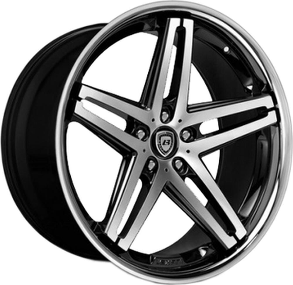 Lexani R5 9x22 5x108 ET 32 Dia 74 Black/Machined/Chrome Lip