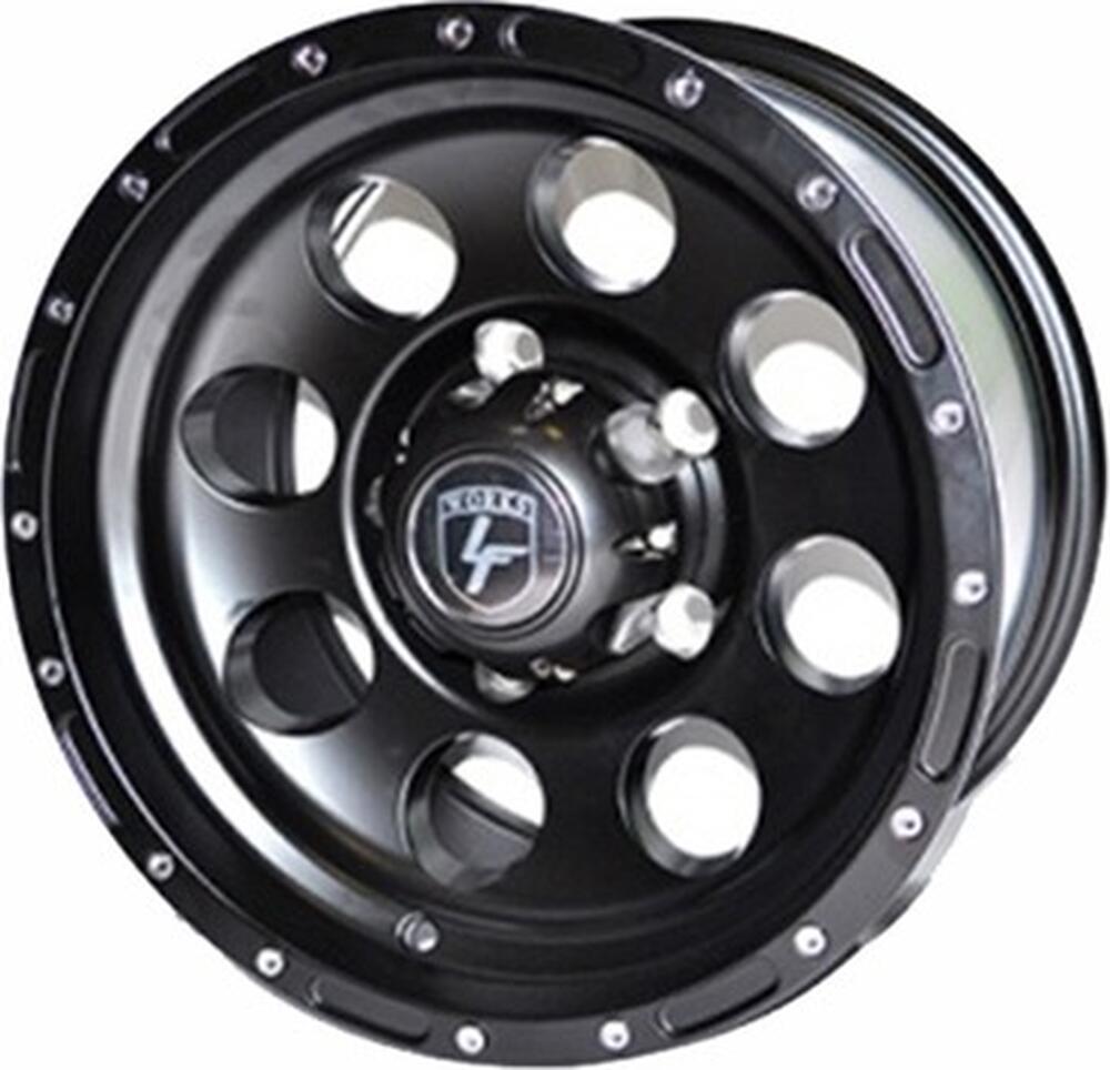 LF Works LF087 8x15 5x139.7 ET -5 Dia 110 Matt Black Chrome Rivets