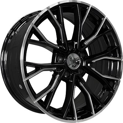 PDW 5438 8x18 5x112 ET 30 Dia 66.56 Gloss Black Machine Edge and Milled Spoke