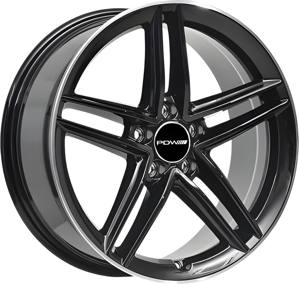 PDW FF2127 7x17 5x112 ET 38 Dia 66 Gloss Black Machine Edge