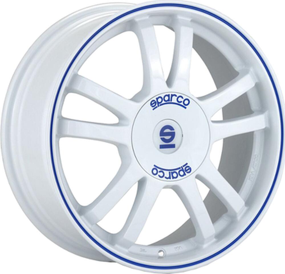 Sparco Rally 7x16 5x108 ET 40 Dia 75 WHITE + BLUE LIP
