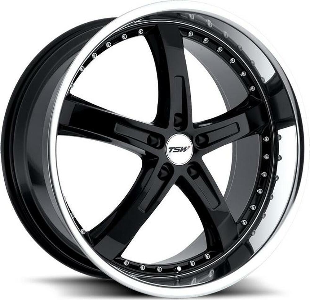 TSW Jarama 8x17 5x112 ET 32 Dia 72 Gloss Black Mirror Cut Lip