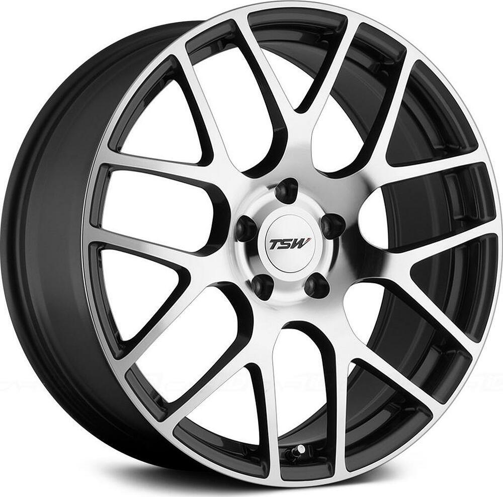 TSW Nurburgrin 8x17 5x100 ET 35 Dia 72 Gunmetal Mirror Cut Face