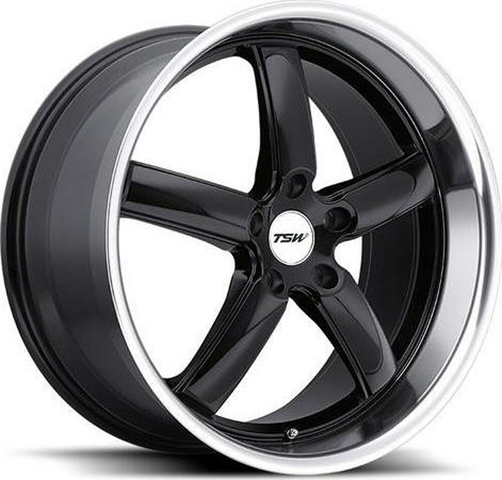 TSW Stowe 8x18 5x114.3 ET 40 Dia 76 Gloss Black Mirror Lip