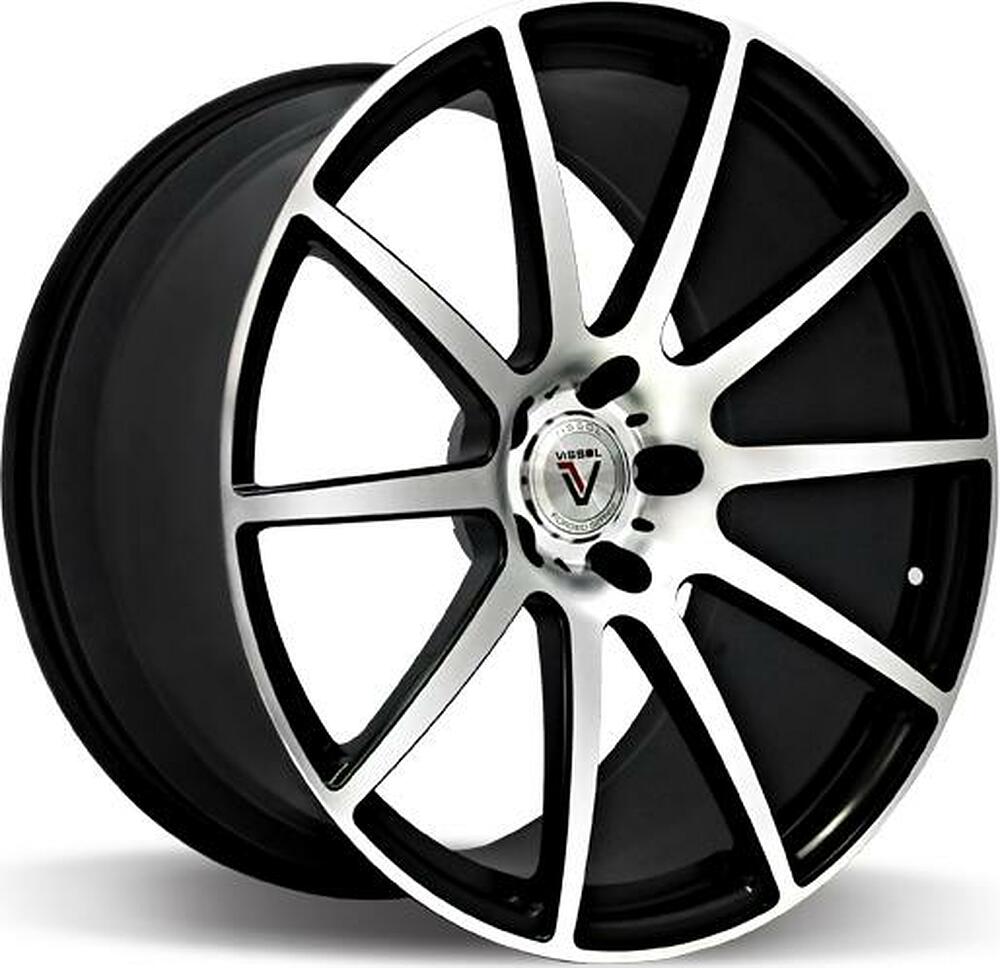 Vissol F-190 10x19 5x112 ET 55 Dia 66.6 black-with-machined-face