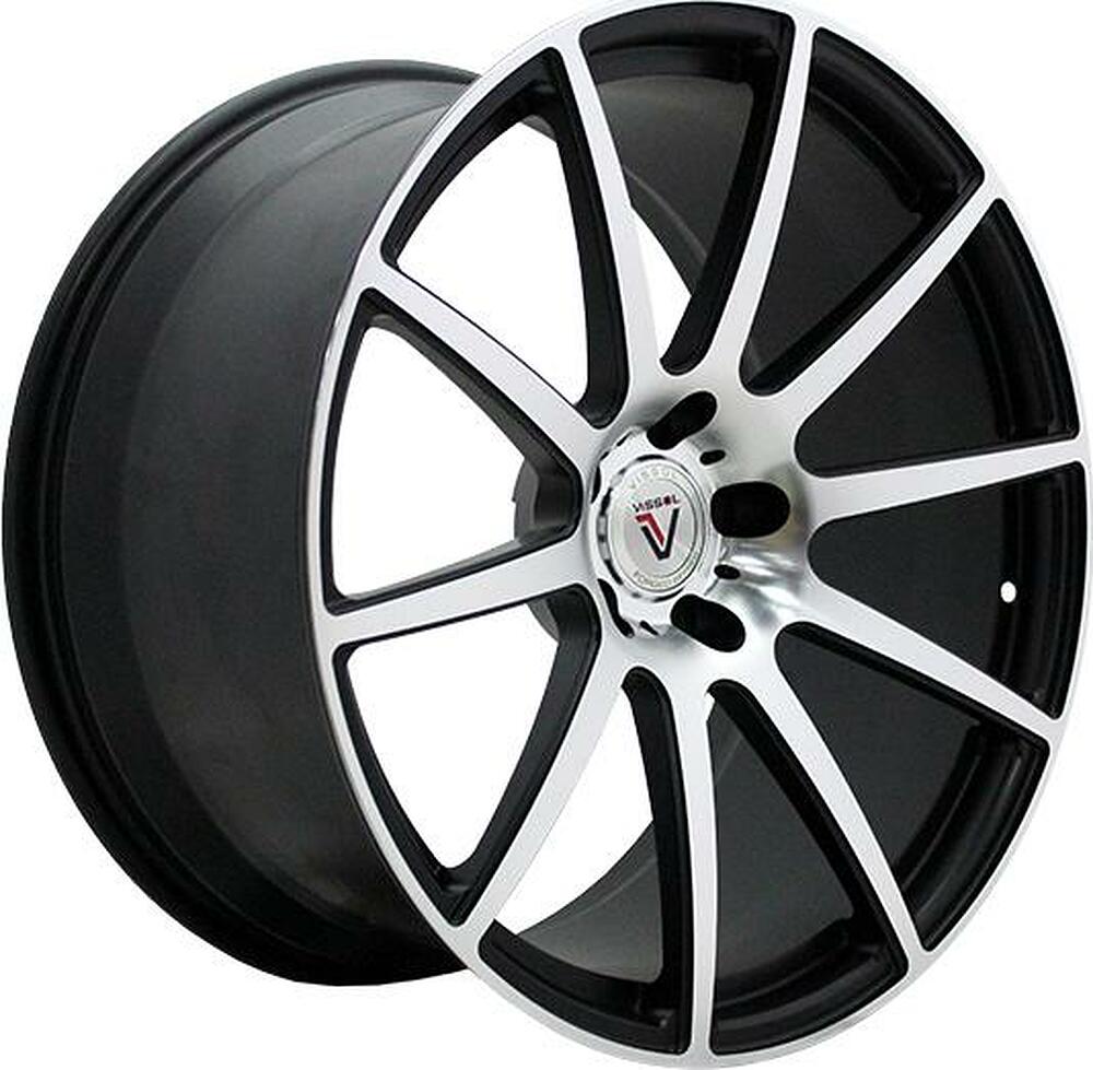 Vissol F-190 10x19 5x112 ET 55 Dia 66.6 black-with-machined-face