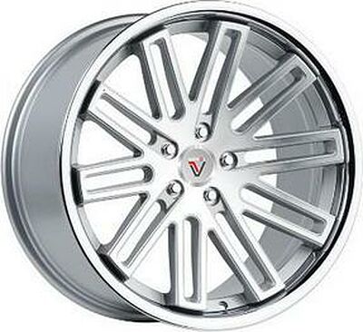 Vissol F-570 9x20 5x112 ET 32 Dia 66.6 silver-with-machined-face-and-chrome-stainless-steel-lip
