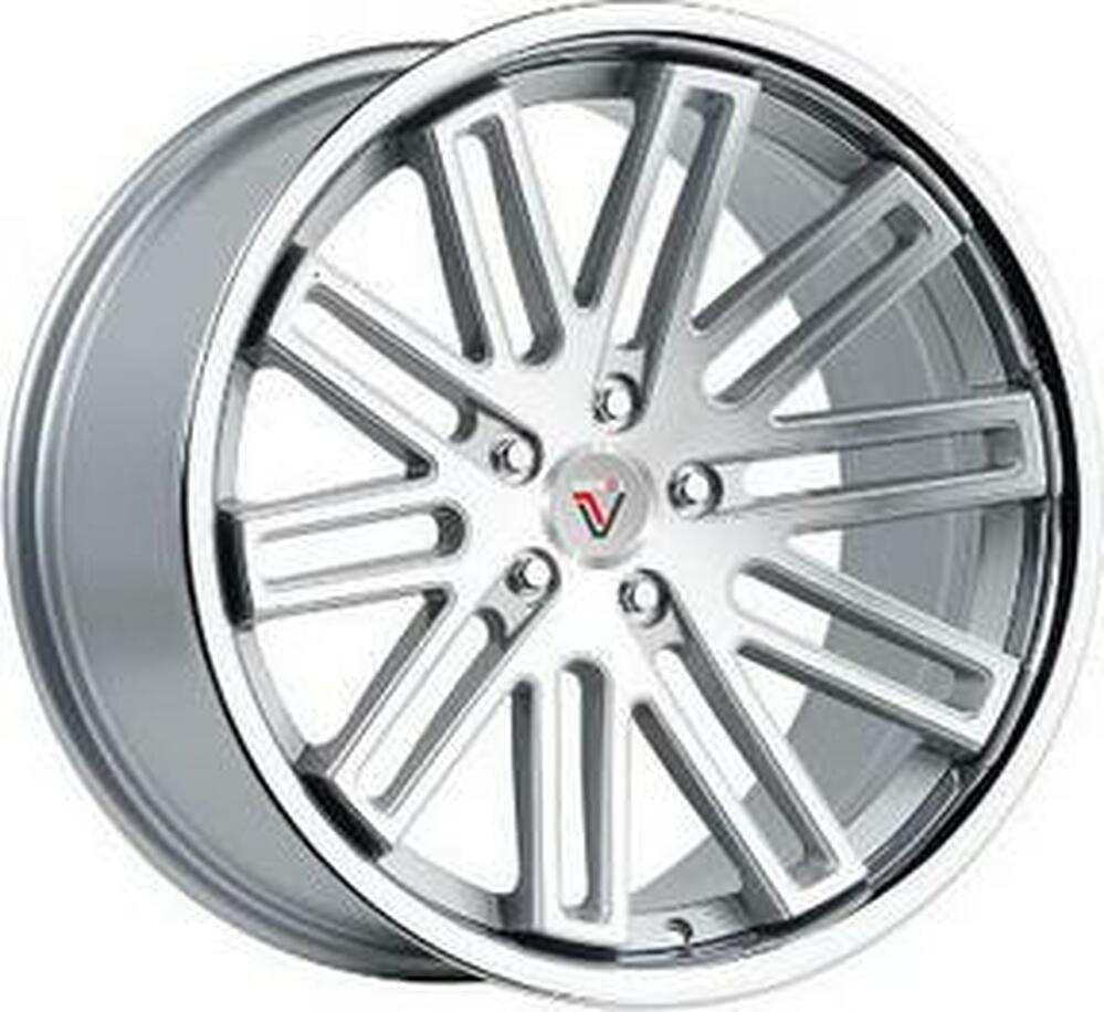 Vissol F-570 9x22 5x130 ET 45 Dia 71.6 silver-with-machined-face-and-chrome-stainless-steel-lip