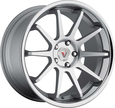 Vissol F-600 9x20 5x112 ET 32 Dia 66.6 matte-silver-with-machined-face-and-chrome-stainless-steel-lip